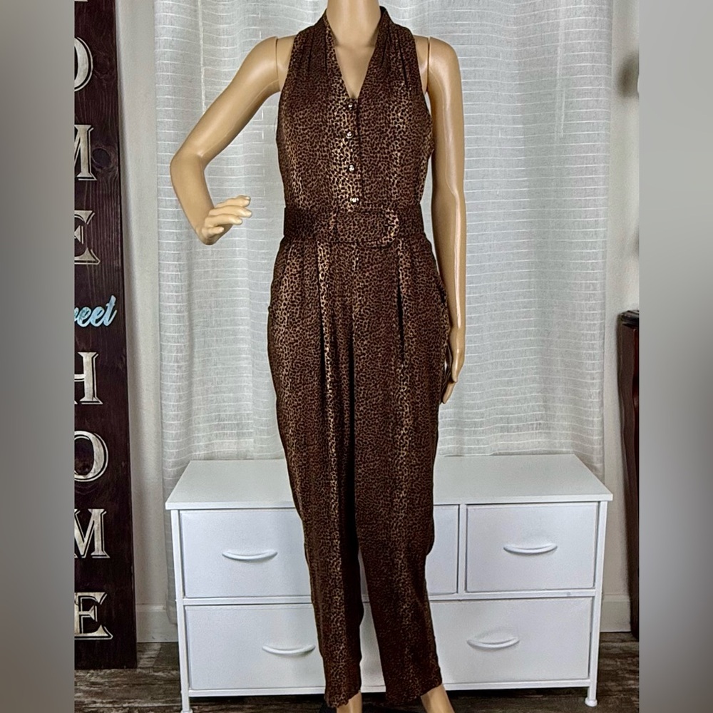 M.J.Carroll Leopard Print Jumpsuit, Size 5-6 - image 1